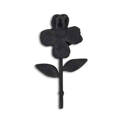 Gancho de pared con forma de flor de hierro fundido negro de 4"