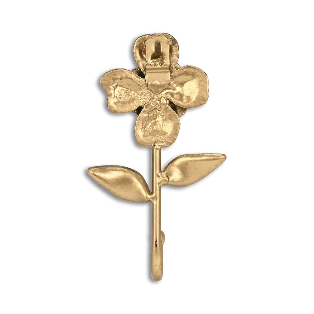 Gancho de pared con forma de flor de hierro fundido dorado envejecido de 4"