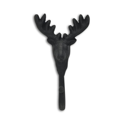 Gancho de pared de hierro fundido negro de 3" con forma de ciervo