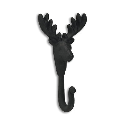 Gancho de pared de hierro fundido negro de 3" con forma de ciervo
