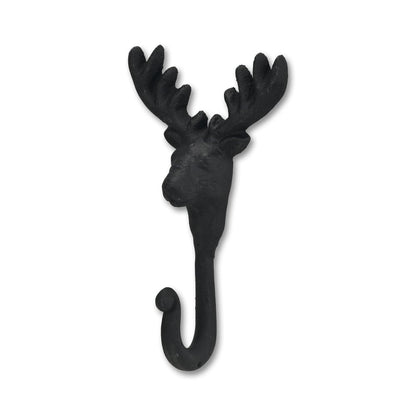 Gancho de pared de hierro fundido negro de 3" con forma de ciervo