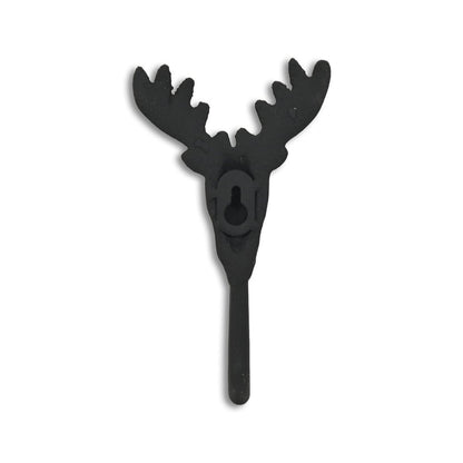 Gancho de pared de hierro fundido negro de 3" con forma de ciervo