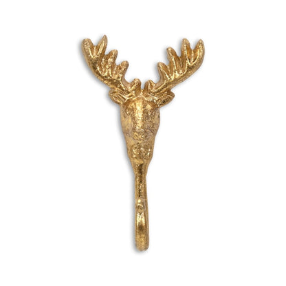 Gancho de pared de hierro fundido dorado de 3" con forma de ciervo