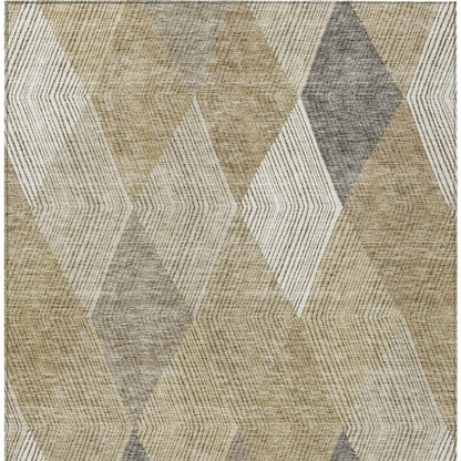 9' X 12' Wheat Taupe And Ivory Argyle Washable Indoor Outdoor Area Rug