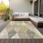 9' X 12' Wheat Taupe And Ivory Argyle Washable Indoor Outdoor Area Rug