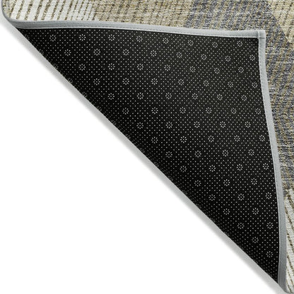 9' X 12' Wheat Taupe And Ivory Argyle Washable Indoor Outdoor Area Rug