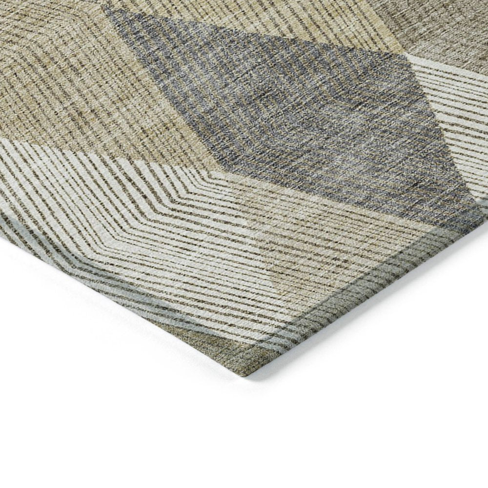 9' X 12' Wheat Taupe And Ivory Argyle Washable Indoor Outdoor Area Rug