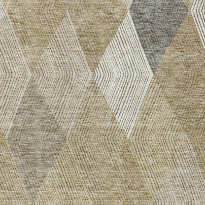 9' X 12' Wheat Taupe And Ivory Argyle Washable Indoor Outdoor Area Rug