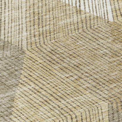 9' X 12' Wheat Taupe And Ivory Argyle Washable Indoor Outdoor Area Rug