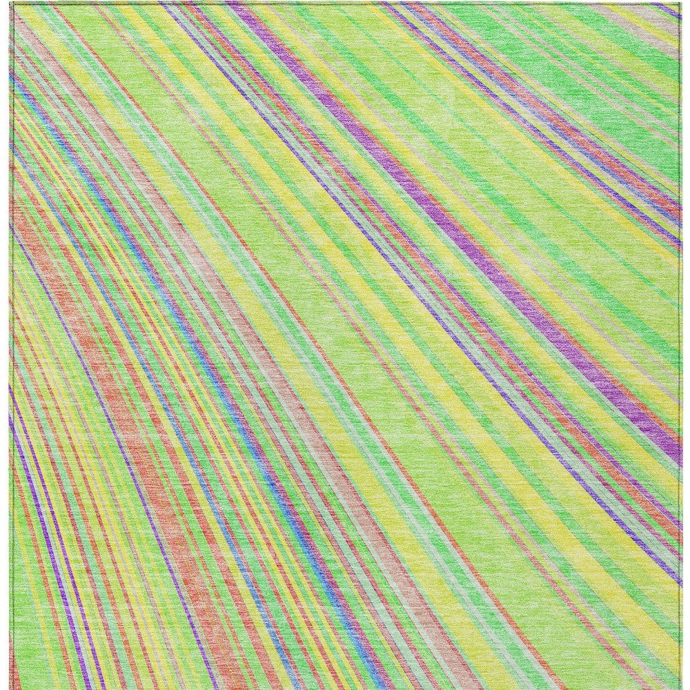 9' X 12' Teal Blue Turquoise And Aqua Striped Washable Indoor Outdoor Area Rug