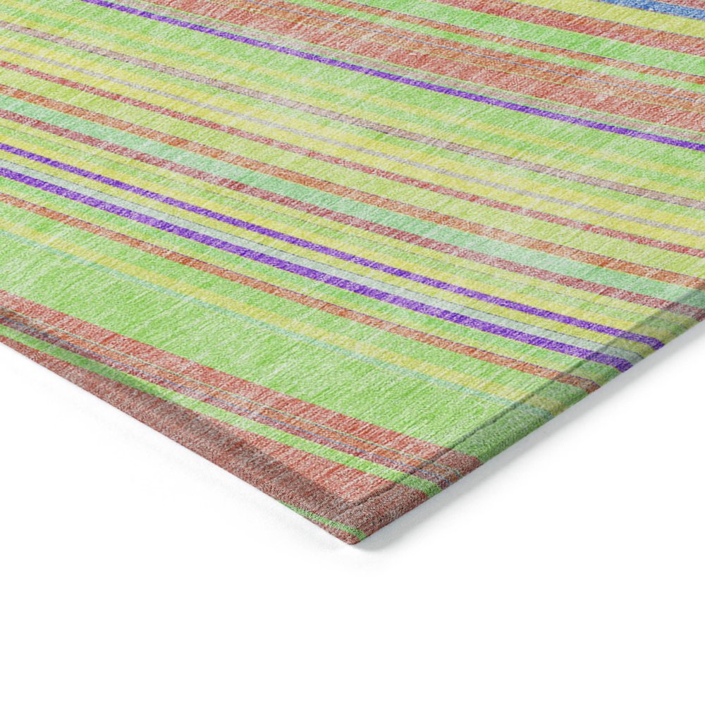 9' X 12' Teal Blue Turquoise And Aqua Striped Washable Indoor Outdoor Area Rug