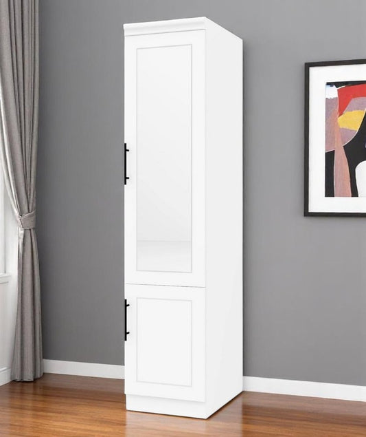Cómoda combinada de dos puertas con espejo de madera blanca de 71"