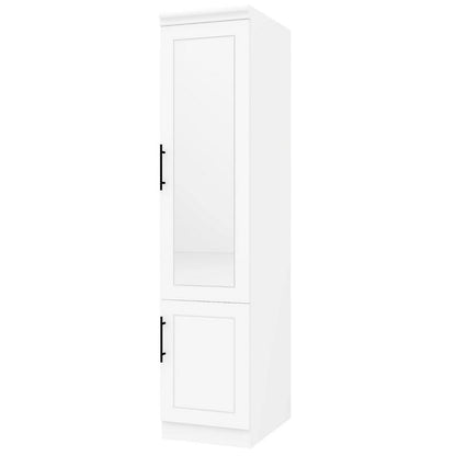 Cómoda combinada de dos puertas con espejo de madera blanca de 71"