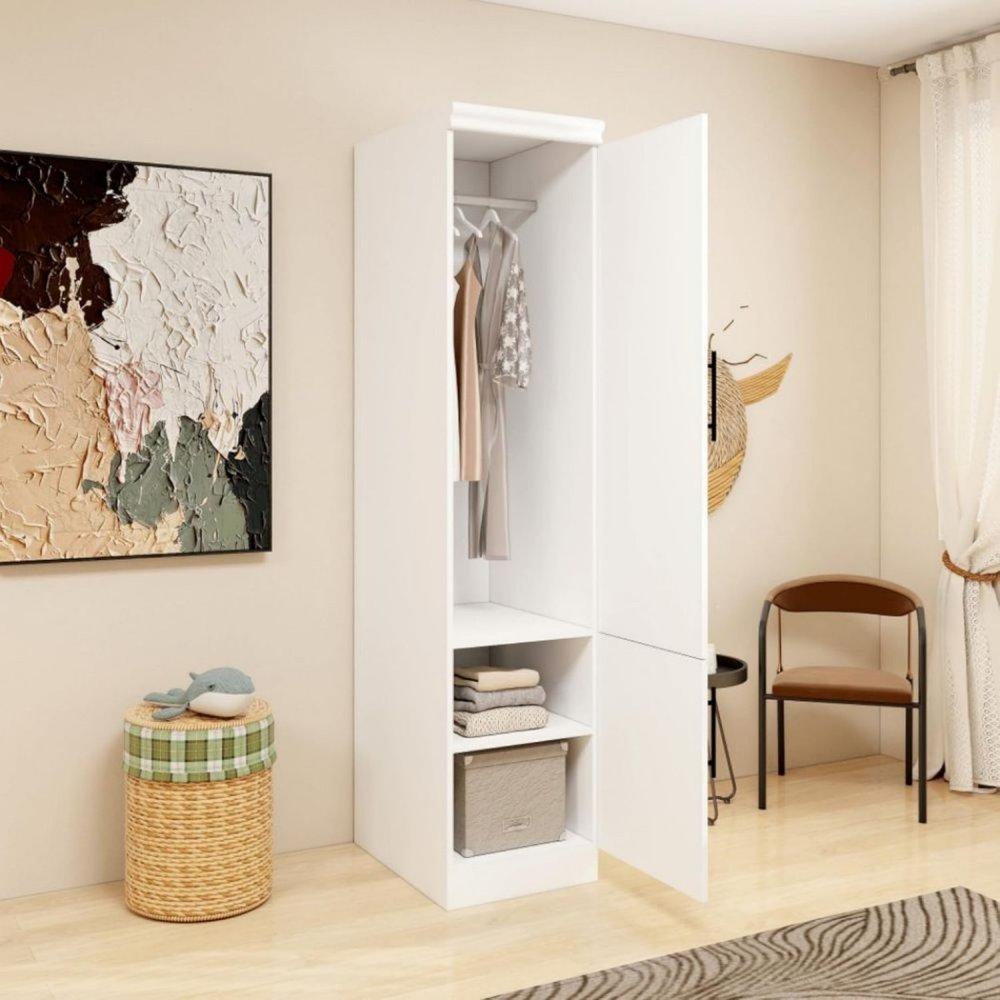 Cómoda combinada de dos puertas con espejo de madera blanca de 71"