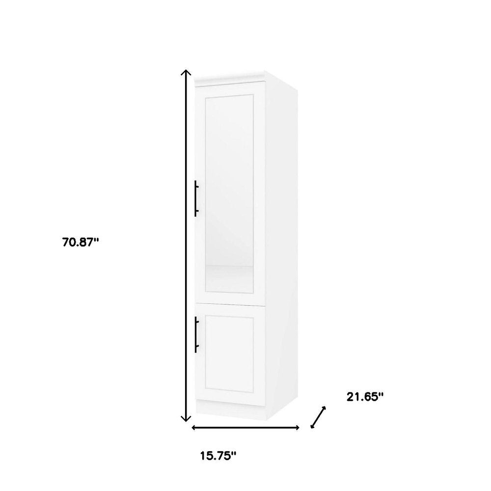 Cómoda combinada de dos puertas con espejo de madera blanca de 71"