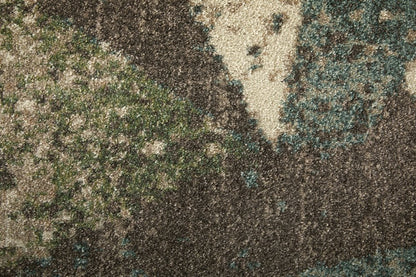 9' X 12' Ivory Blue And Green Checkered Area Rug