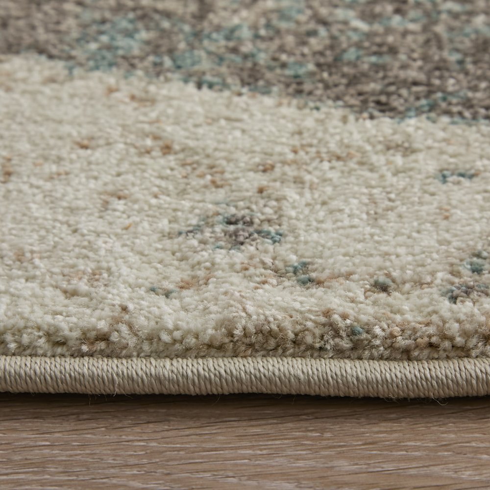 9' X 12' Ivory Blue And Green Checkered Area Rug