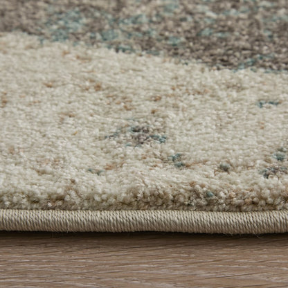 9' X 12' Ivory Blue And Green Checkered Area Rug