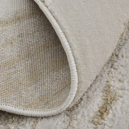 9' X 12' Ivory Taupe And Gold Abstract Area Rug
