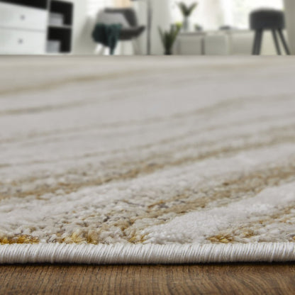 9' X 12' Ivory Taupe And Gold Abstract Area Rug