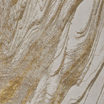 9' X 12' Ivory Taupe And Gold Abstract Area Rug