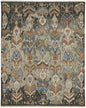 9' X 13' Blue Gray And Brown Ikat Hand Knotted Area Rug With Fringe