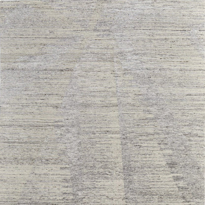 9' X 13' Ivory And Gray Abstract Hand Knotted Distressed Area Rug