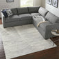 9' X 13' Ivory And Gray Abstract Hand Knotted Distressed Area Rug