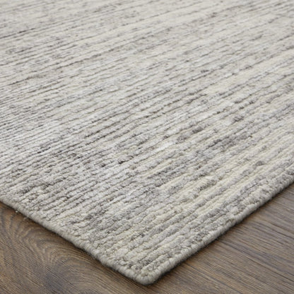 9' X 13' Ivory And Gray Abstract Hand Knotted Distressed Area Rug