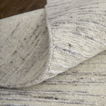 9' X 13' Ivory And Gray Abstract Hand Knotted Distressed Area Rug