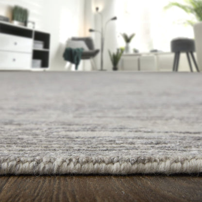 9' X 13' Ivory And Gray Abstract Hand Knotted Distressed Area Rug