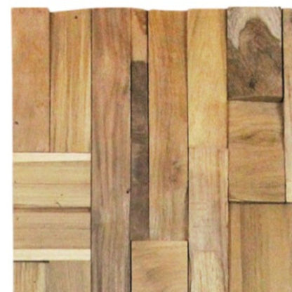 Brown 3D Embossed Abstract Teak Reclaimed Wood Decorative Wall Panels