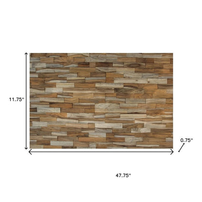 Brown 3D Embossed Abstract Brushed Teak Reclaimed Wood Decorative Wall Panels