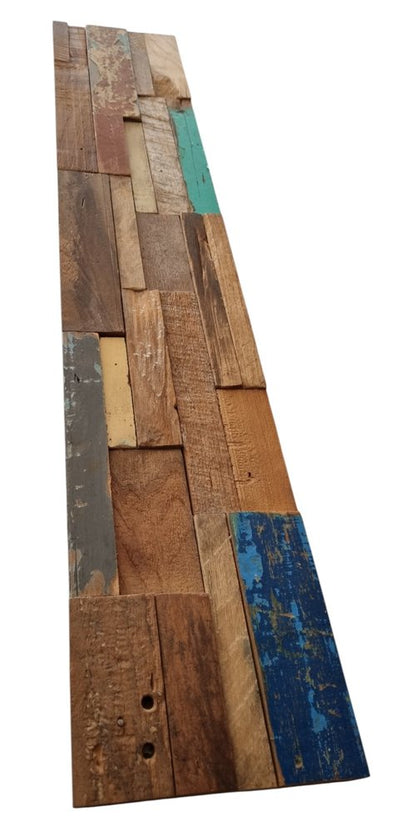 Blue Natural And Navy Blue 3D Embossed Teak Decorative Wall Panel