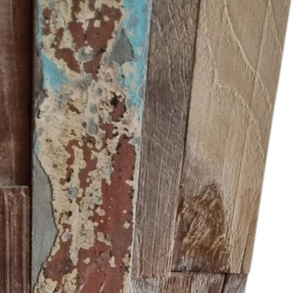 Blue Natural And Navy Blue 3D Embossed Teak Decorative Wall Panel