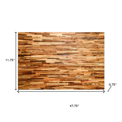Brown 3D Embossed Geometric Teak Reclaimed Wood Decorative Wall Panels