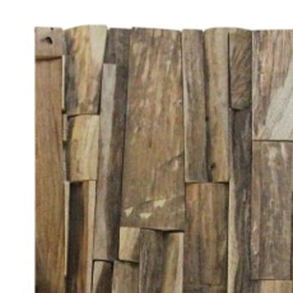 Brown 3D Embossed Geometric Teak Reclaimed Wood Decorative Wall Panels