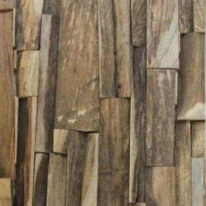 Brown 3D Embossed Geometric Teak Reclaimed Wood Decorative Wall Panels