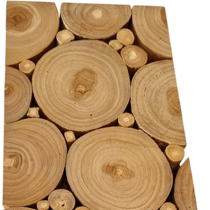 Natural Tree Stump Slice Teak Reclaimed Wood Decorative Wall Panels
