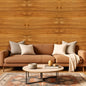 Brown 3D Embossed Striped Teak Reclaimed Wood Decorative Wall Panels