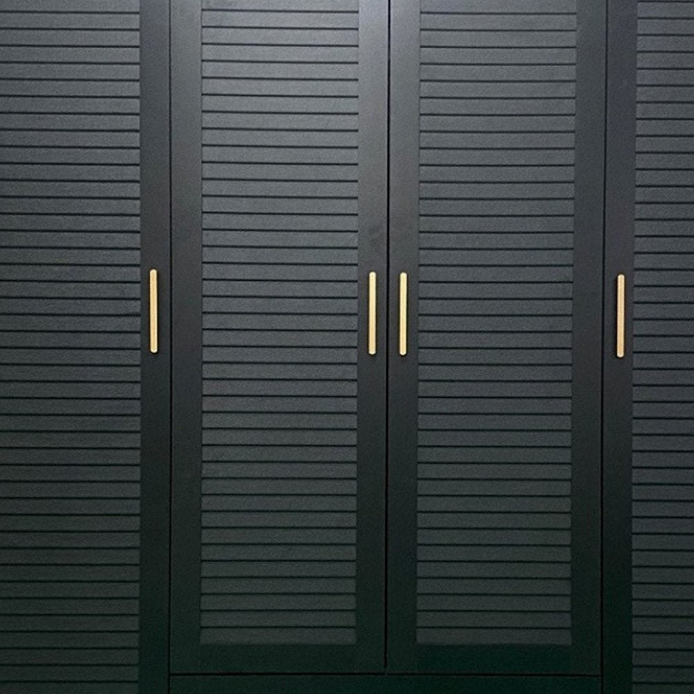 71" Black Plantation Shutter Wood Four Door Four Drawer Combo Dresser
