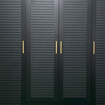71" Black Plantation Shutter Wood Four Door Four Drawer Combo Dresser