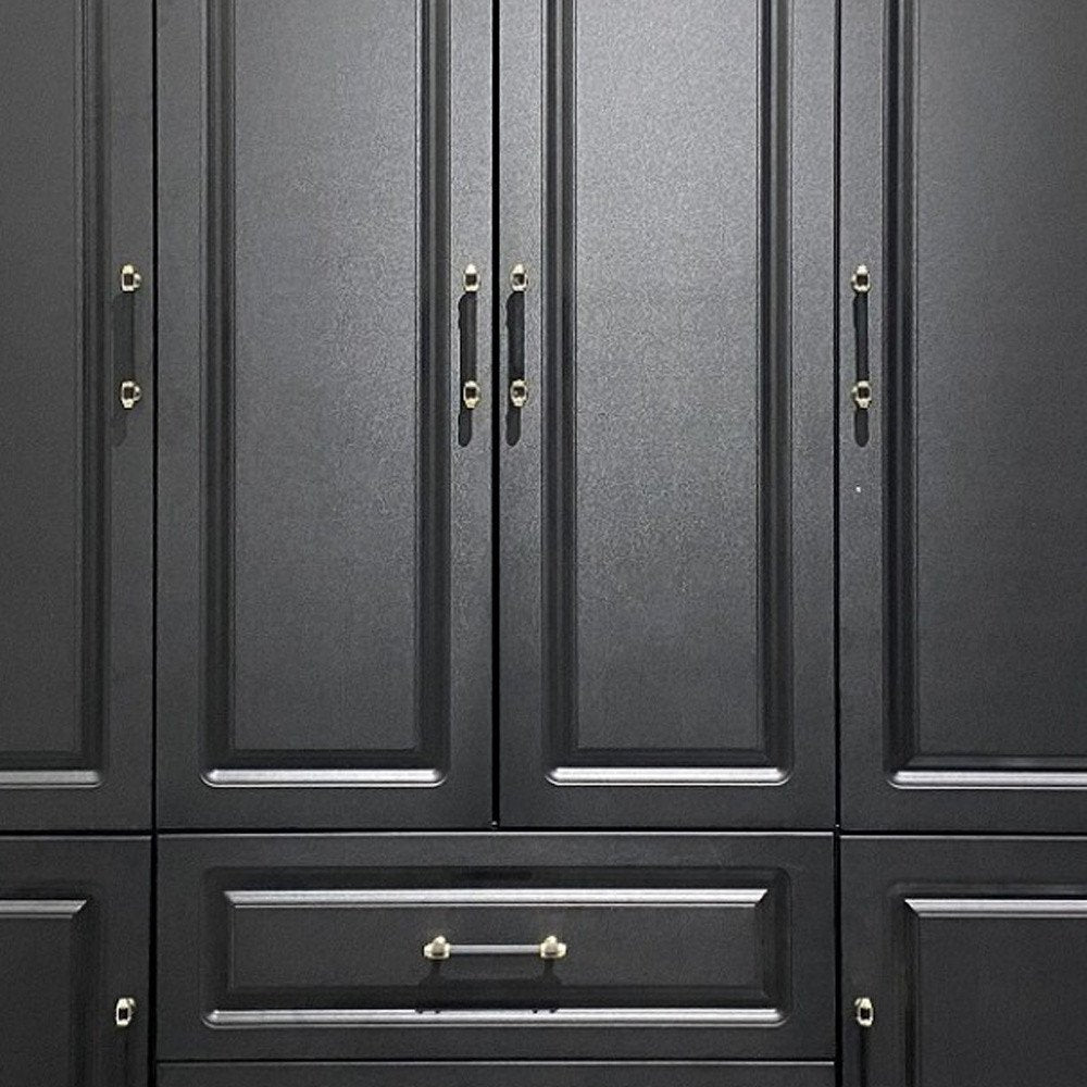 71" Black Wood Six Door Two Drawer Combo Dresser