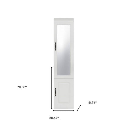 Cómoda combinada de dos puertas con espejo de madera blanca de 71"