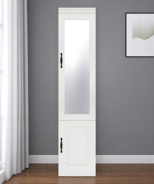 Cómoda combinada de dos puertas con espejo de madera blanca de 71"