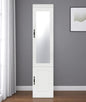 Cómoda combinada de dos puertas con espejo de madera blanca de 71"