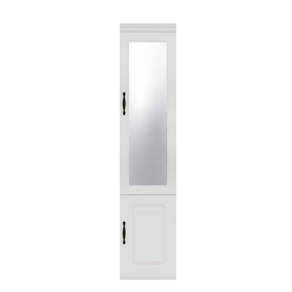 Cómoda combinada de dos puertas con espejo de madera blanca de 71"