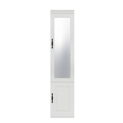 Cómoda combinada de dos puertas con espejo de madera blanca de 71"