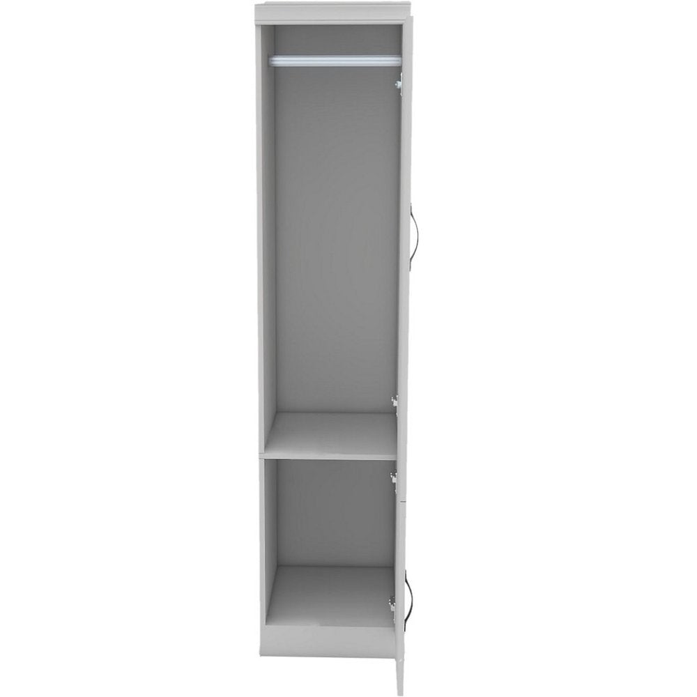 Cómoda combinada de dos puertas con espejo de madera blanca de 71"