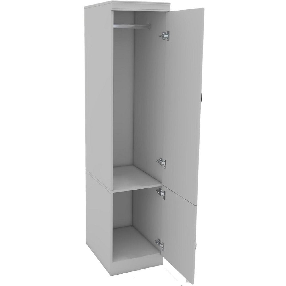 Cómoda combinada de dos puertas con espejo de madera blanca de 71"